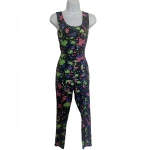 Women’s Multicolor Black/Pink Splatter Jumpsuit. Size: Large. Good Condition.
